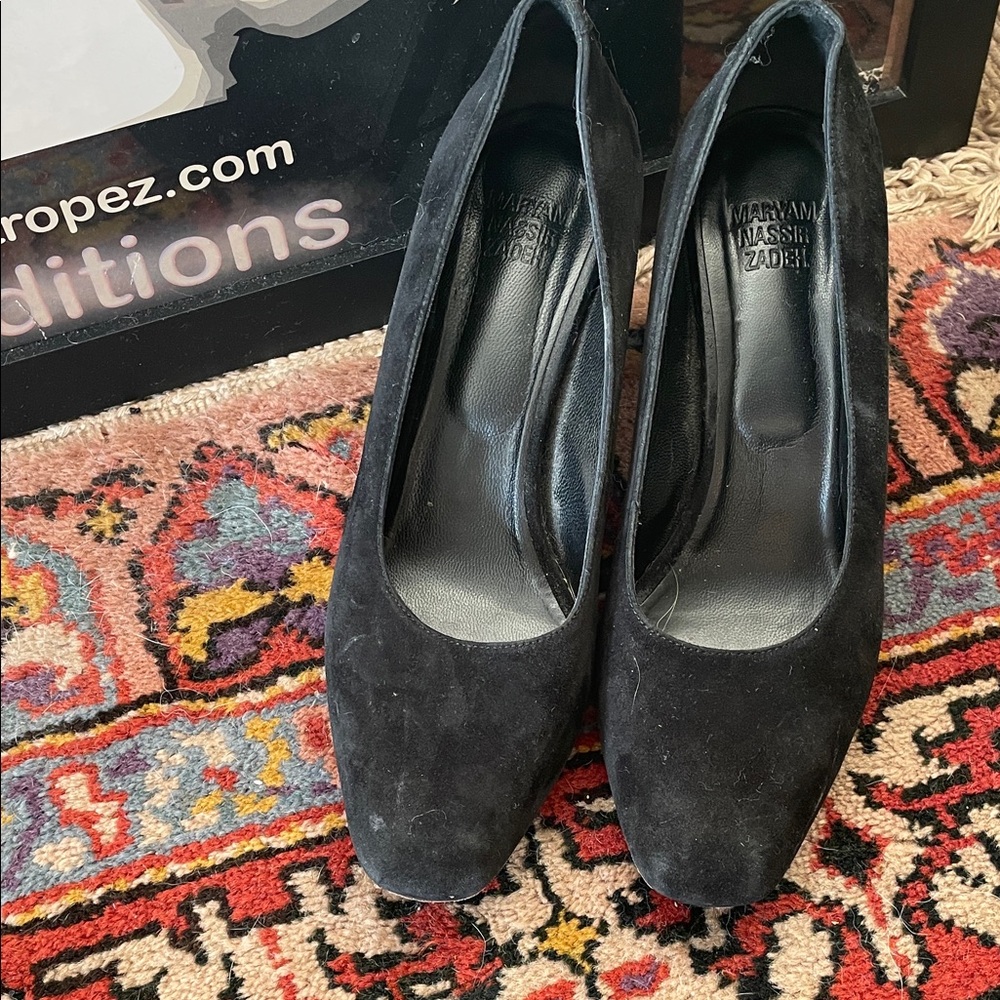 Maryam Nassir Zadeh Roberta Ballerina Black Suede 3cm stacked Heels It 38